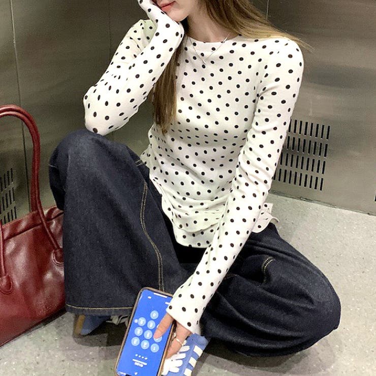 裾フリルドットプリントロンT/長袖Tシャツ | SHEENA  | 詳細画像7 