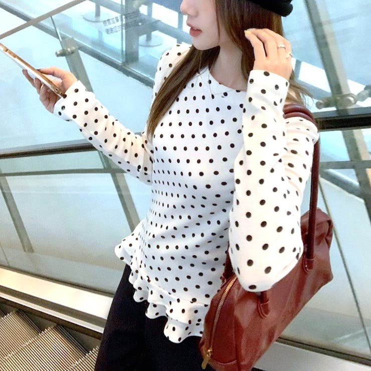 裾フリルドットプリントロンT/長袖Tシャツ | SHEENA  | 詳細画像8 