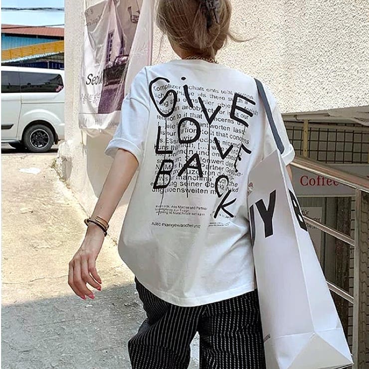 STONE  バンドプリント オーバーサイズフィット Tシャツ セール】オーバーサイズロゴフォトプリント半袖メタリック箔