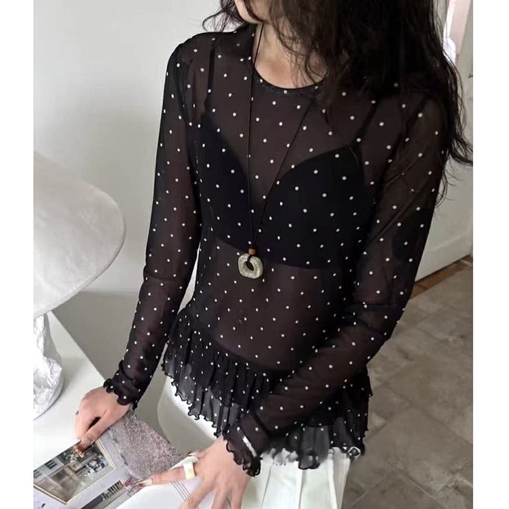 裾フリルドットシアートップス[品番：SHNW0012493]｜SHEENA （シーナ