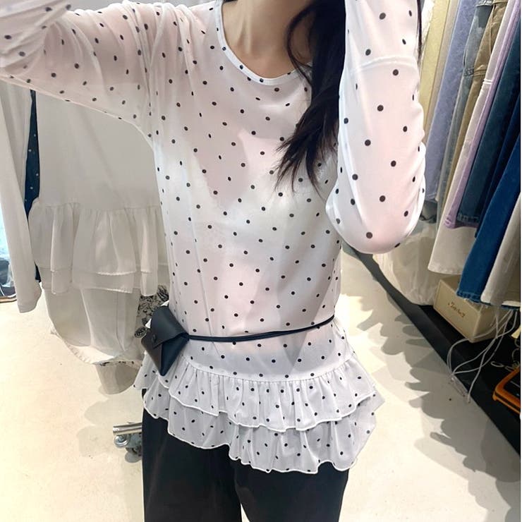 裾フリルドットシアートップス[品番：SHNW0012493]｜SHEENA （シーナ