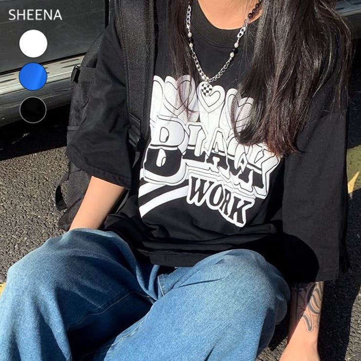 BLACK WORKロゴプリントオーバーサイズTシャツ | SHEENA  | 詳細画像1 