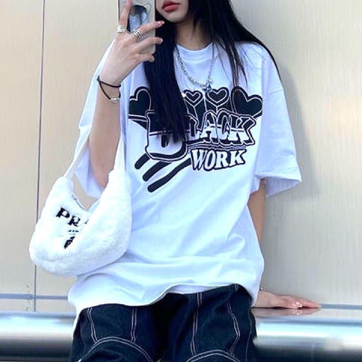 BLACK WORKロゴプリントオーバーサイズTシャツ | SHEENA  | 詳細画像16 
