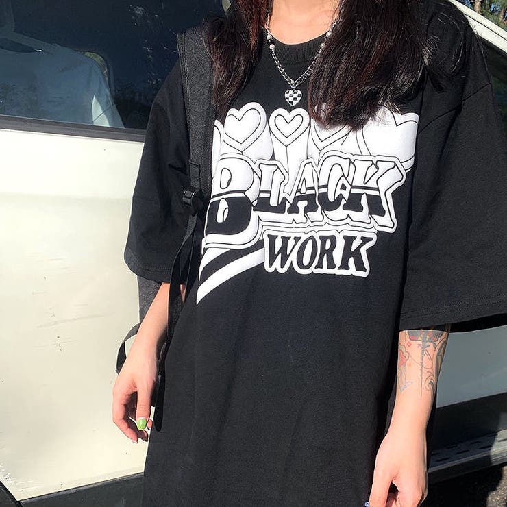 BLACK WORKロゴプリントオーバーサイズTシャツ | SHEENA  | 詳細画像4 