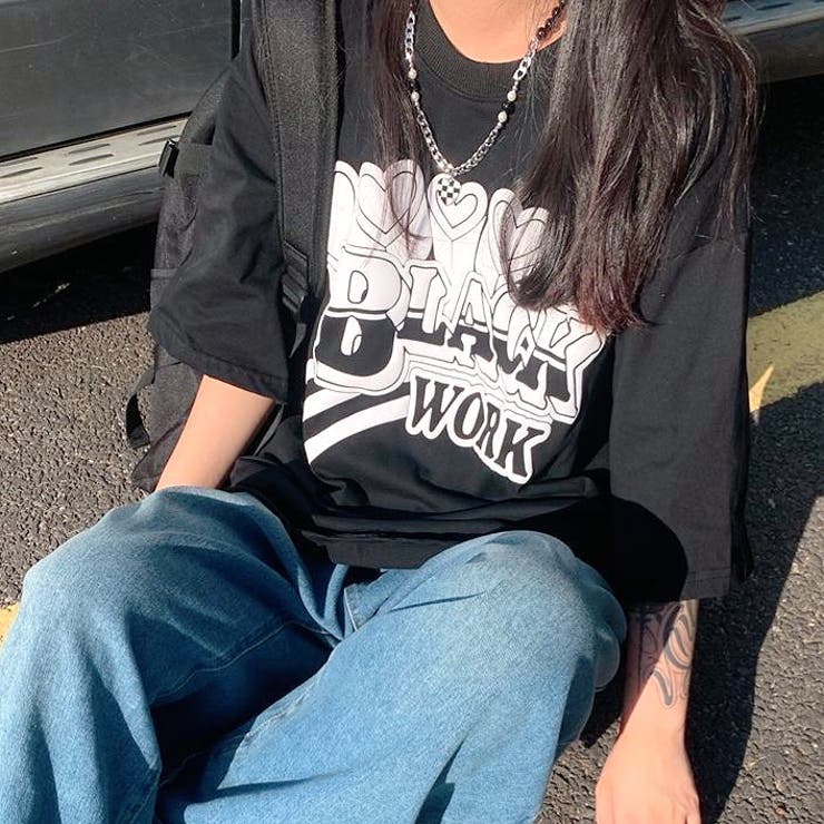BLACK WORKロゴプリントオーバーサイズTシャツ | SHEENA  | 詳細画像5 