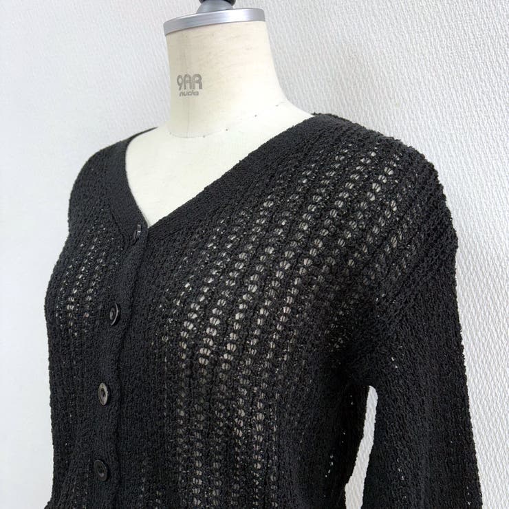 ゆったりスリーブ透かし編みニットカーディガン | SHEENA  | 詳細画像9 