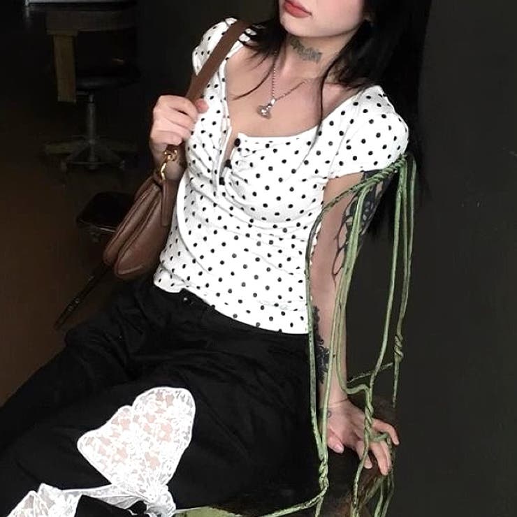 ドット柄ヘンリーネック半袖トップス | SHEENA  | 詳細画像12 
