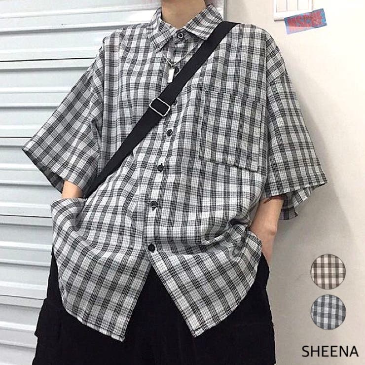 【ユニセックス】半袖オーバーサイズチェックシャツ | SHEENA  | 詳細画像1 