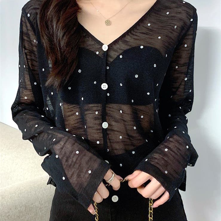 新品タグ付き ダーリッチ シアードットカーディガン ブラック シアードットカーディガン – Darich (ダーリッチ)