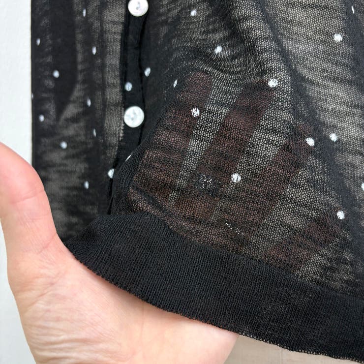 新品タグ付き ダーリッチ シアードットカーディガン ブラック 新色追加 / ドット釦シアーカーディガン | natural couture