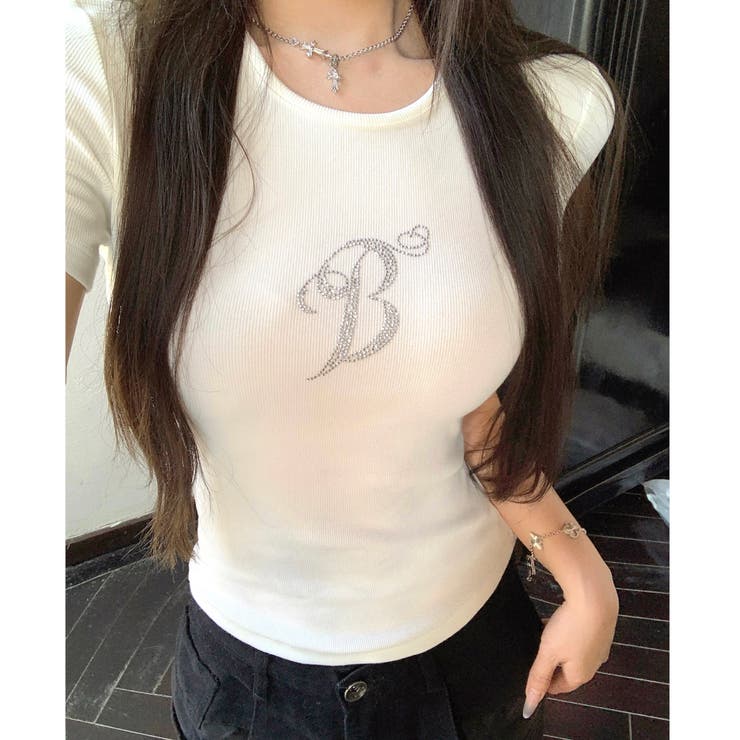 キラキラストーンエンジェルモチーフコンパクトTシャツ | SHEENA  | 詳細画像11 