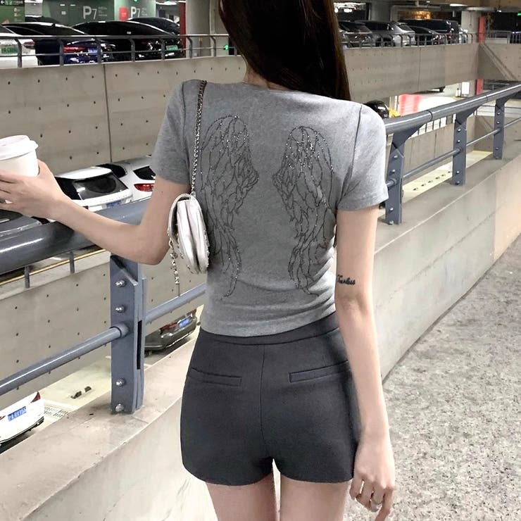 キラキラストーンエンジェルモチーフコンパクトTシャツ | SHEENA  | 詳細画像34 