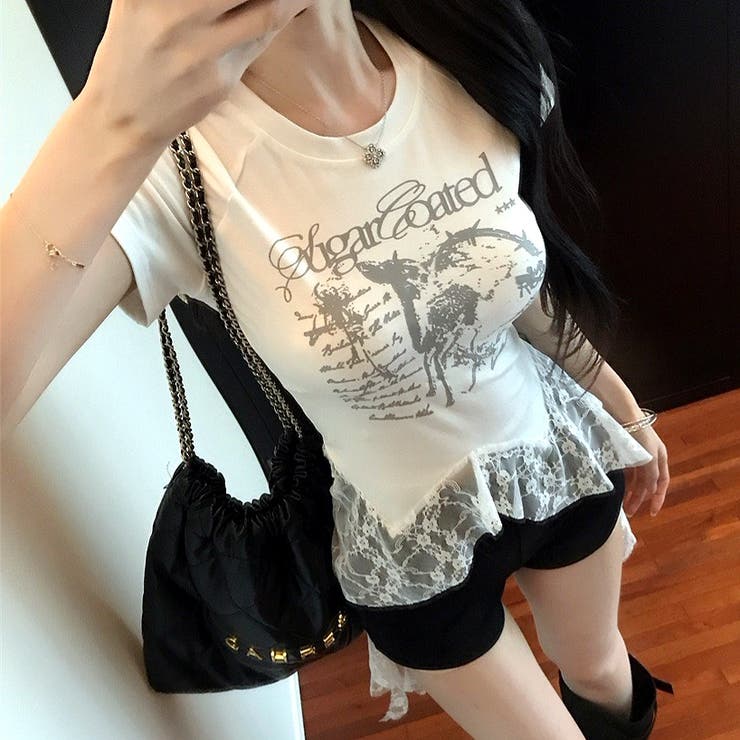 レースフリルイレヘムプリントTシャツ | SHEENA  | 詳細画像13 