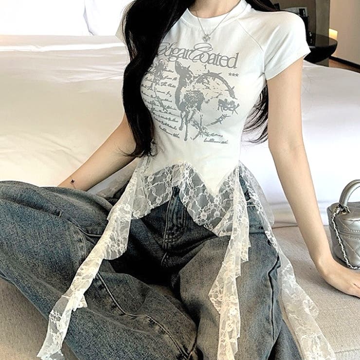レースフリルイレヘムプリントTシャツ | SHEENA  | 詳細画像7 