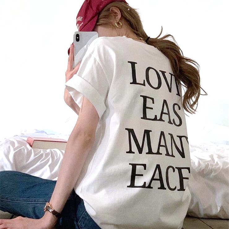 ホワイト | バックメッセージロゴオーバーサイズＴシャツ | SHEENA 