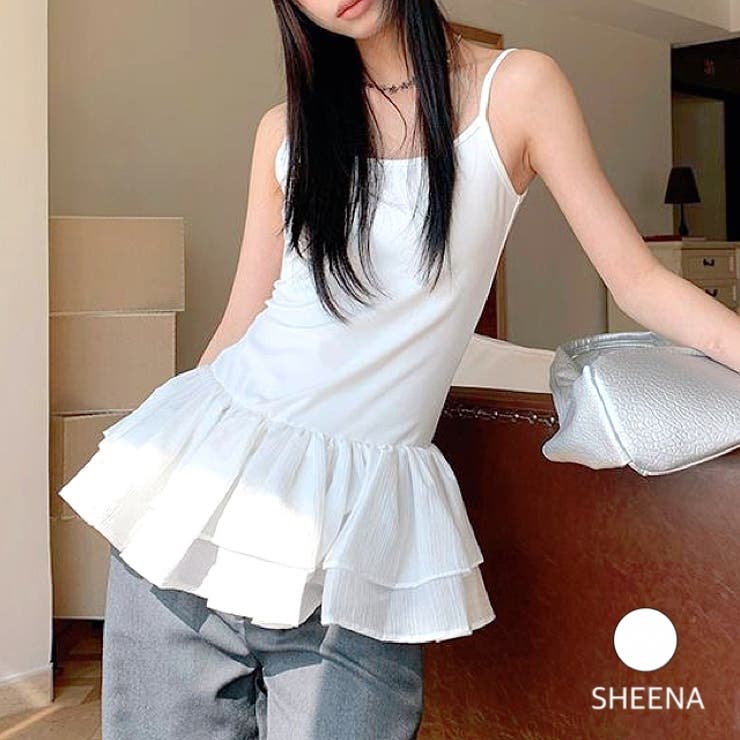 ティアードフリルヘムキャミソール[品番：SHNW0012571]｜SHEENA