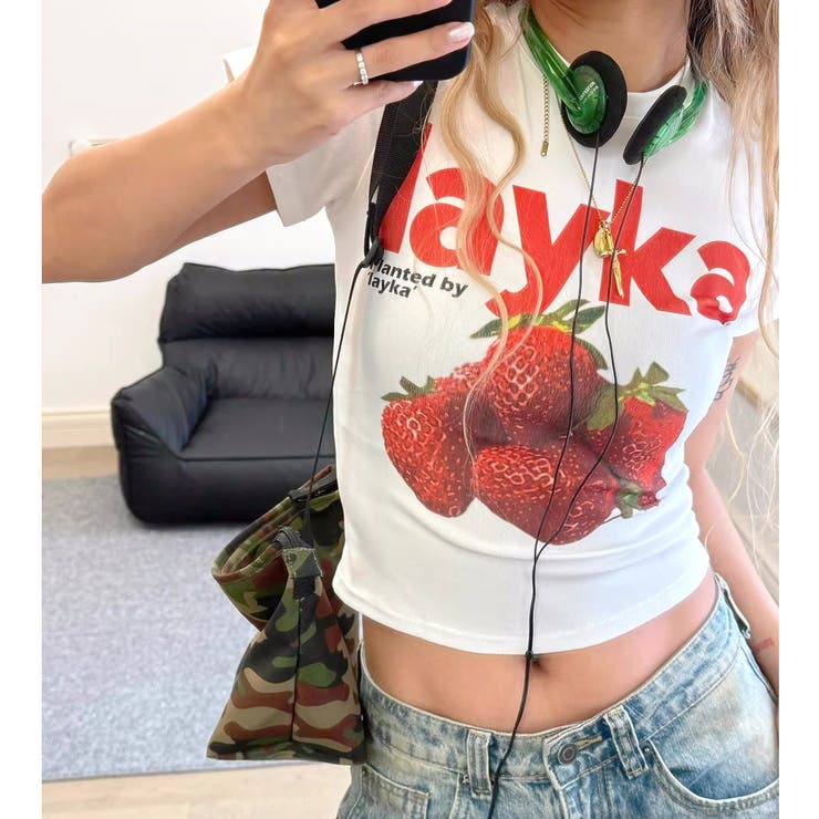 ホワイト | フルーツプリントコンパクトＴシャツ | SHEENA 