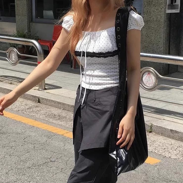 スクエアネックドットサテンリボントップス | SHEENA  | 詳細画像8 