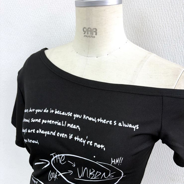 サイドギャザーワンショルレタリングプリントＴシャツ | SHEENA  | 詳細画像23 
