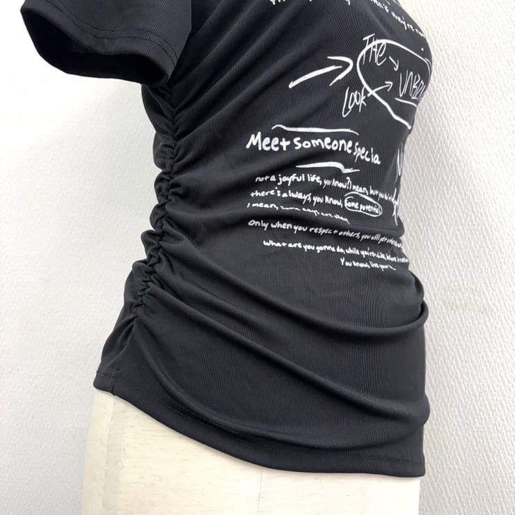 サイドギャザーワンショルレタリングプリントＴシャツ | SHEENA  | 詳細画像26 