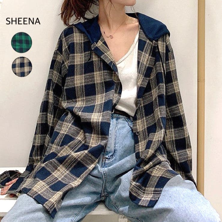 【秋冬新作】フード付きチェックシャツ | SHEENA  | 詳細画像1 