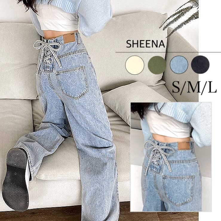 バックレースアップデニムワイドパンツ 春 夏[品番：SHNW0005794]｜SHEENA  （シーナ）のレディースファッション通販｜SHOPLIST（ショップリスト）