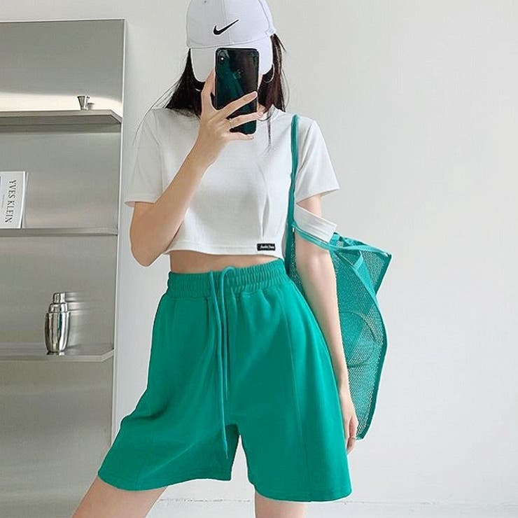 ウエストゴムリラックスカラーショートパンツ 韓国 韓国ファッション