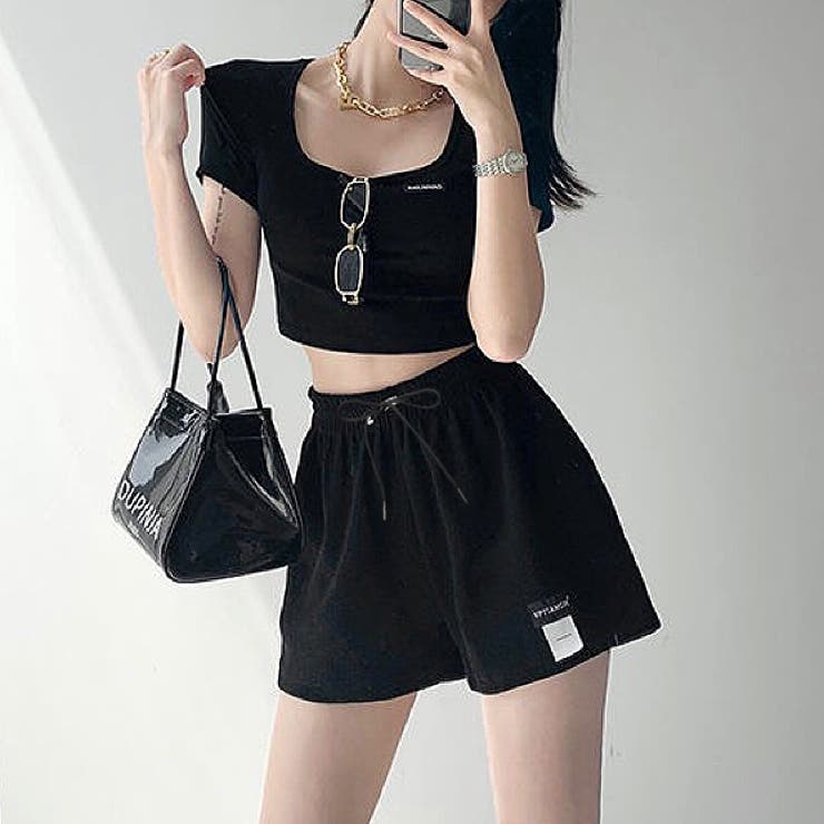 ワッフルリラックスショートパンツ 韓国 韓国ファッション[品番