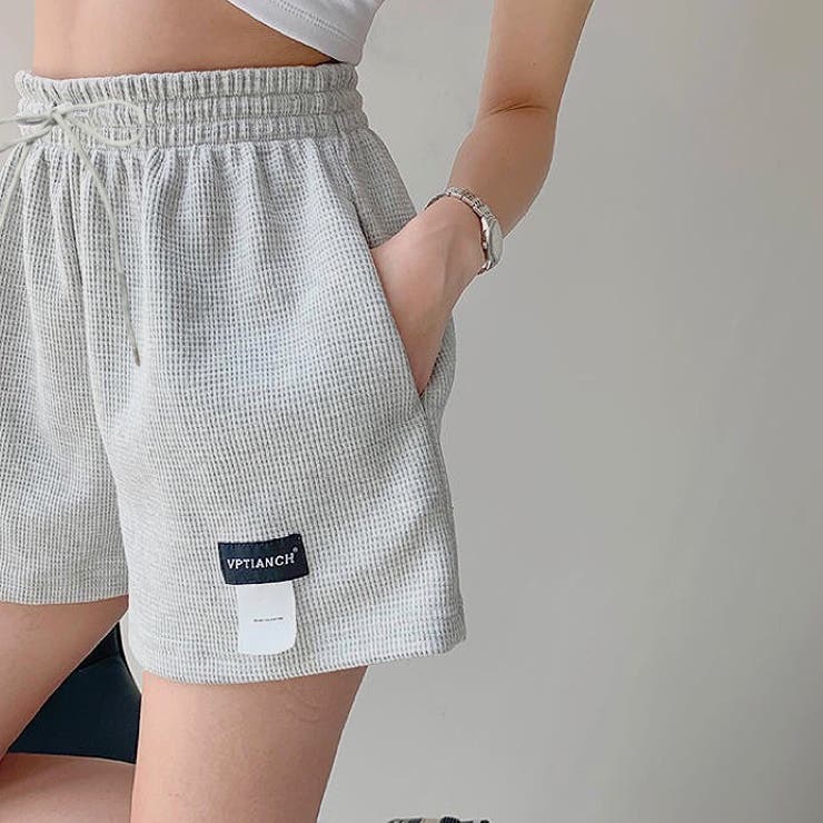 ワッフルリラックスショートパンツ 韓国 韓国ファッション[品番