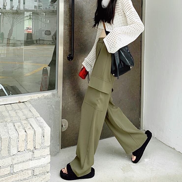 ブラック】さらテロカーゴポケットパンツ 秋 冬 韓国 韓国ファッション