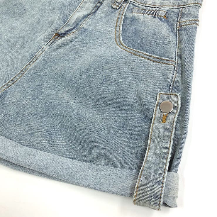 ロールアップデザインデニムショートパンツ 春 夏[品番