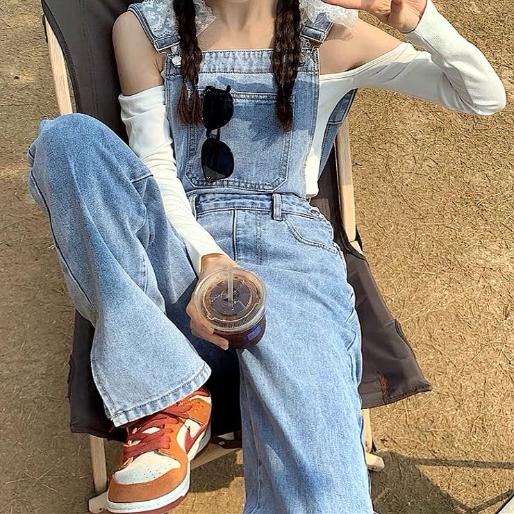 サックス | 裾スリットデニムサロペット 春 夏 | SHEENA 