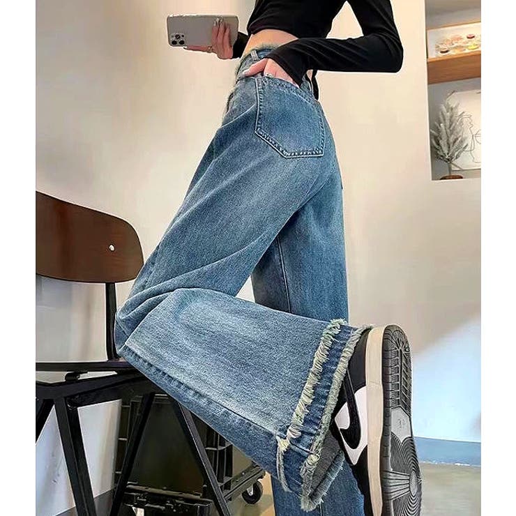 フリンジデザイン デニムパンツ THE YOn（ザヨン）の「フリンジデザインデニムパンツ（デニム