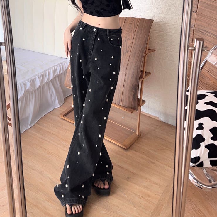 パール付デニムパンツ 春 夏[品番：SHNW0009295]｜SHEENA