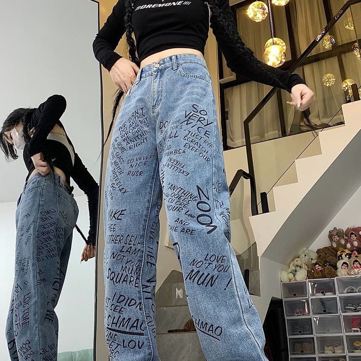 レタリングロゴプリントデニムパンツ 春 夏 | SHEENA  | 詳細画像10 