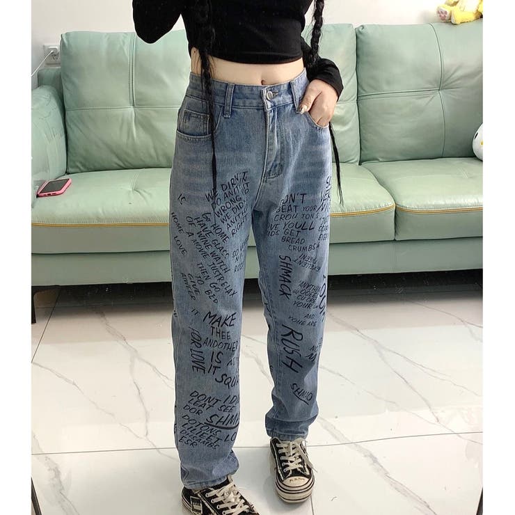 レタリングロゴプリントデニムパンツ 春 夏 | SHEENA  | 詳細画像12 