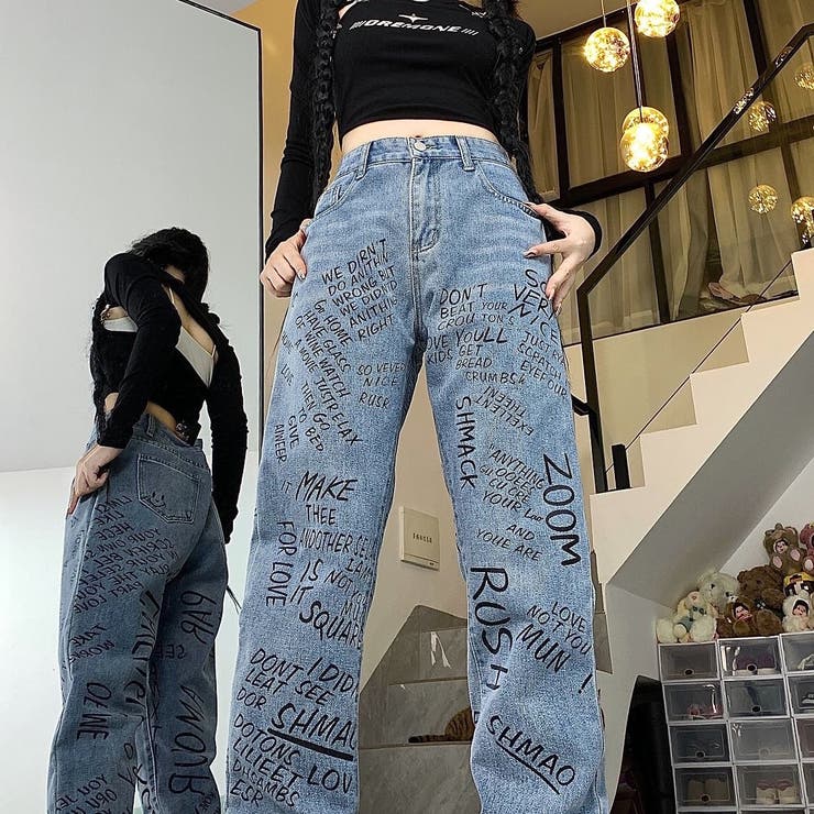 レタリングロゴプリントデニムパンツ 春 夏 | SHEENA  | 詳細画像9 