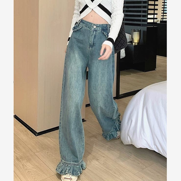 裾フリルデニムパンツ 春 夏[品番：SHNW0010723]｜SHEENA （シーナ）の