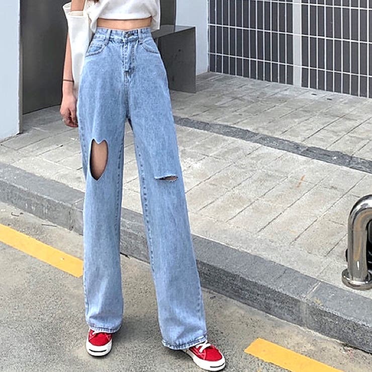 ハートカットアウトデニムパンツ 春 夏[品番：SHNW0011048]｜SHEENA