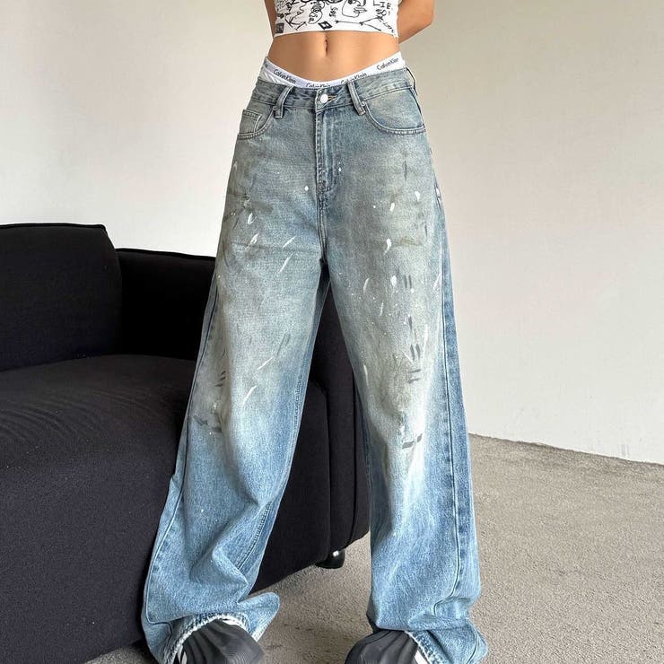 ペイント加工デニムワイドパンツ 春 夏 | SHEENA  | 詳細画像9 