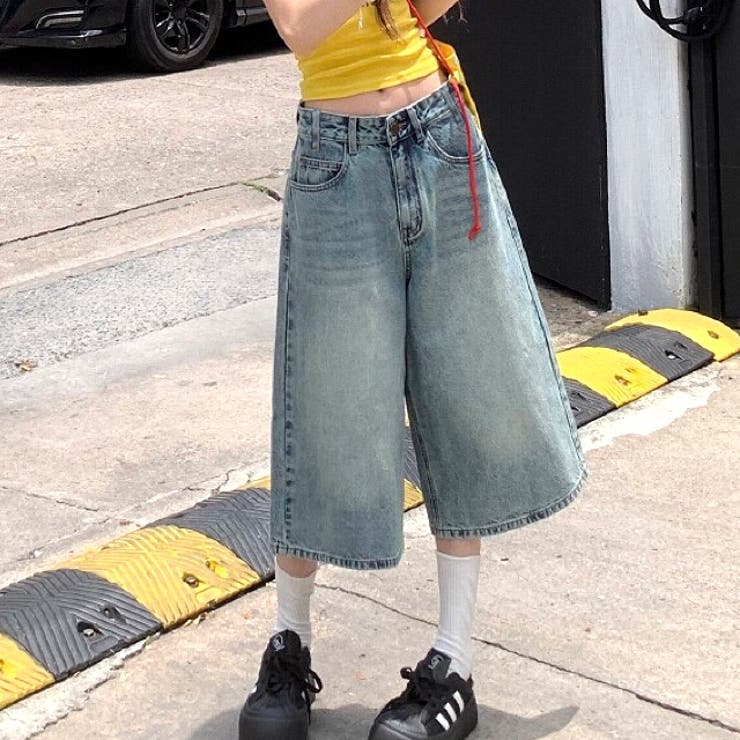 デニムルーズハーフパンツ バミューダパンツ 春[品番