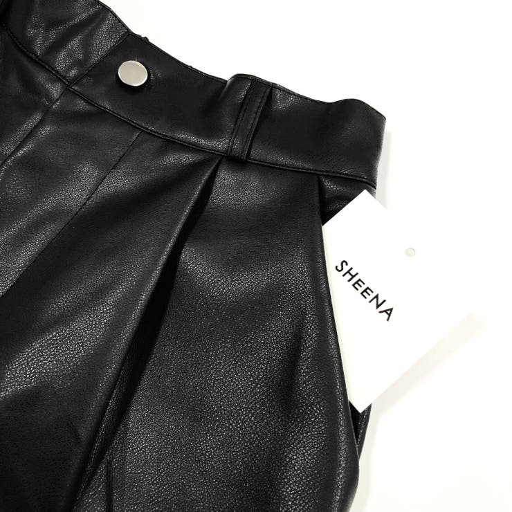 フェイクレザータックワイドパンツ 秋 冬[品番：SHNW0011850