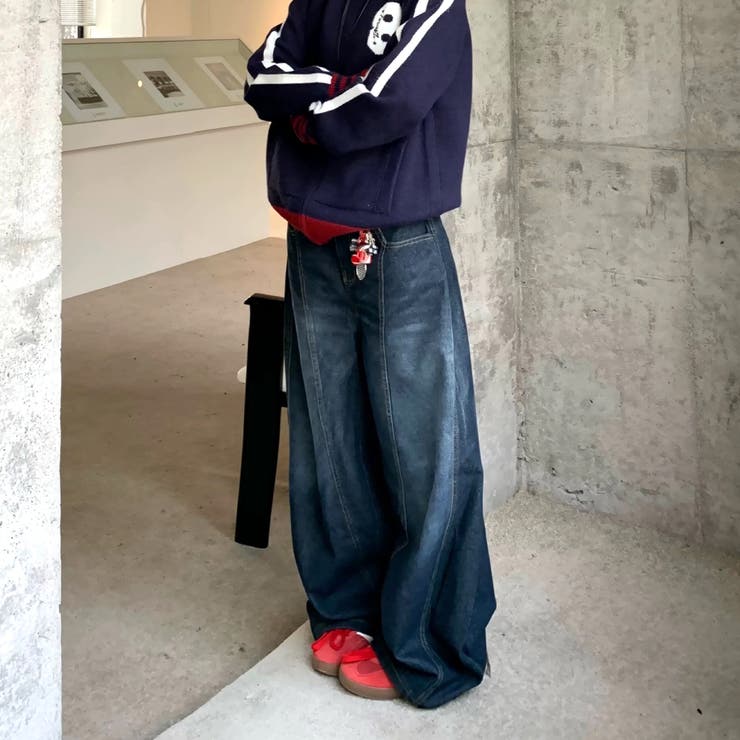 バック刺しゅうロゴルーズワイドデニムパンツ 春 夏 | SHEENA  | 詳細画像9 