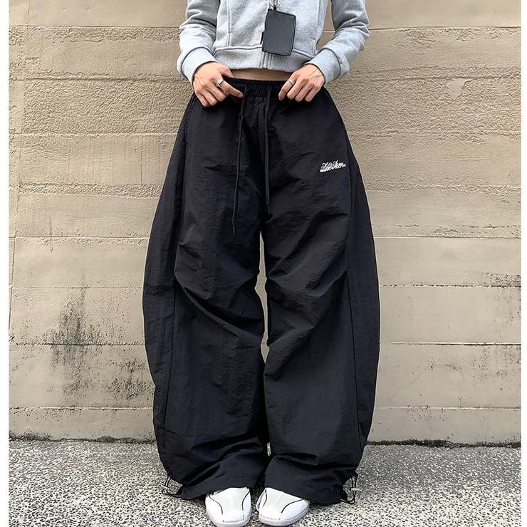 刺しゅうロゴ裾ドロストルーズワイドパンツ | SHEENA  | 詳細画像10 