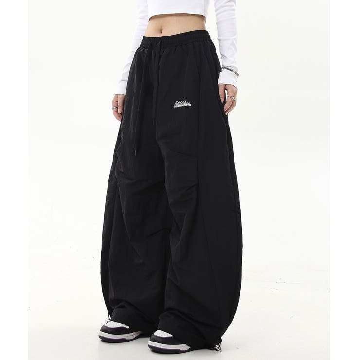 刺しゅうロゴ裾ドロストルーズワイドパンツ | SHEENA  | 詳細画像13 