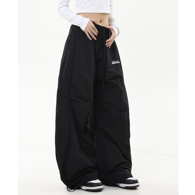 刺しゅうロゴ裾ドロストルーズワイドパンツ | SHEENA  | 詳細画像15 