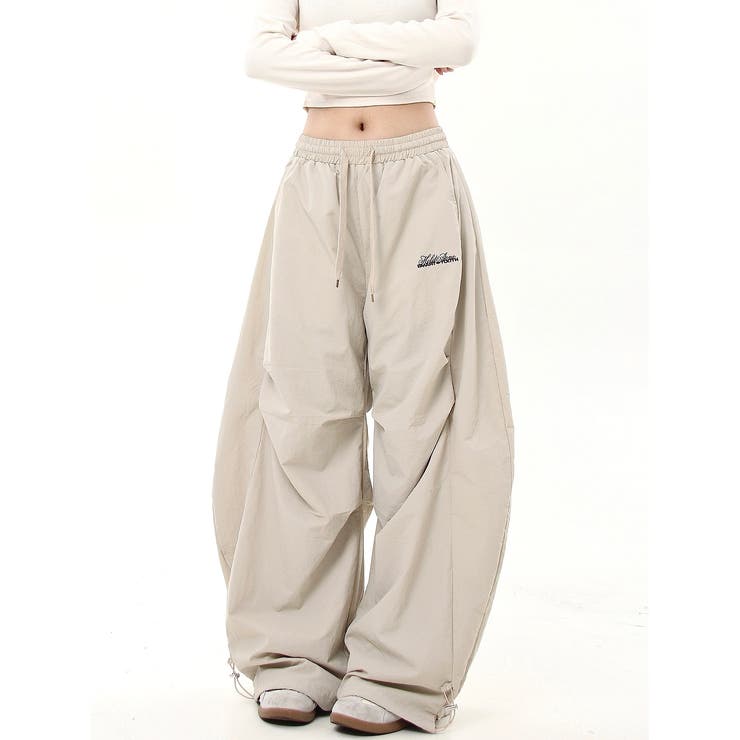 刺しゅうロゴ裾ドロストルーズワイドパンツ | SHEENA  | 詳細画像6 