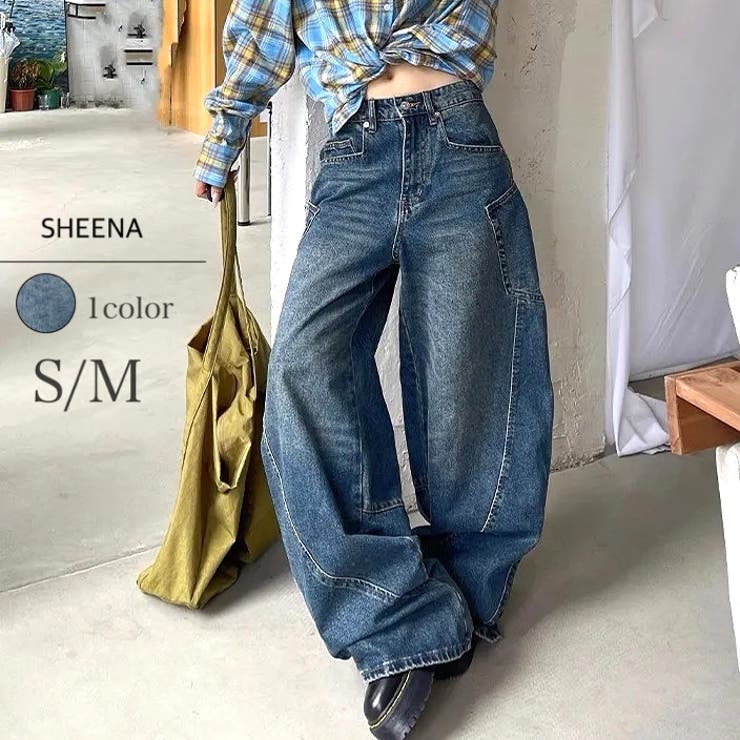ビッグポケットデニムカーブワイドパンツ[品番：SHNW0012293