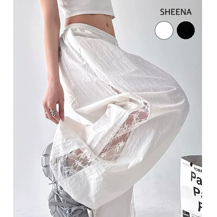 サイドシアーレースワイドパンツ[品番：SHNW0012495]｜SHEENA