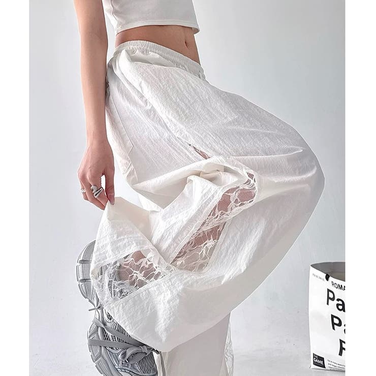 サイドシアーレースワイドパンツ[品番：SHNW0012495]｜SHEENA